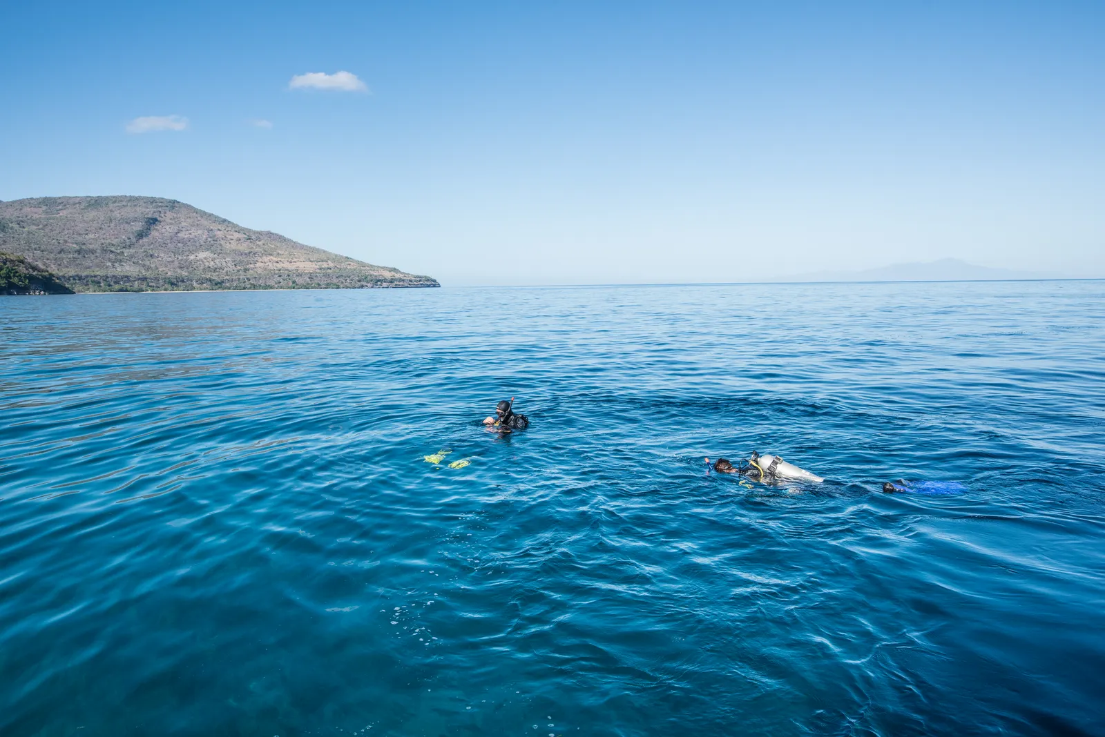 Snorkellers in clear water